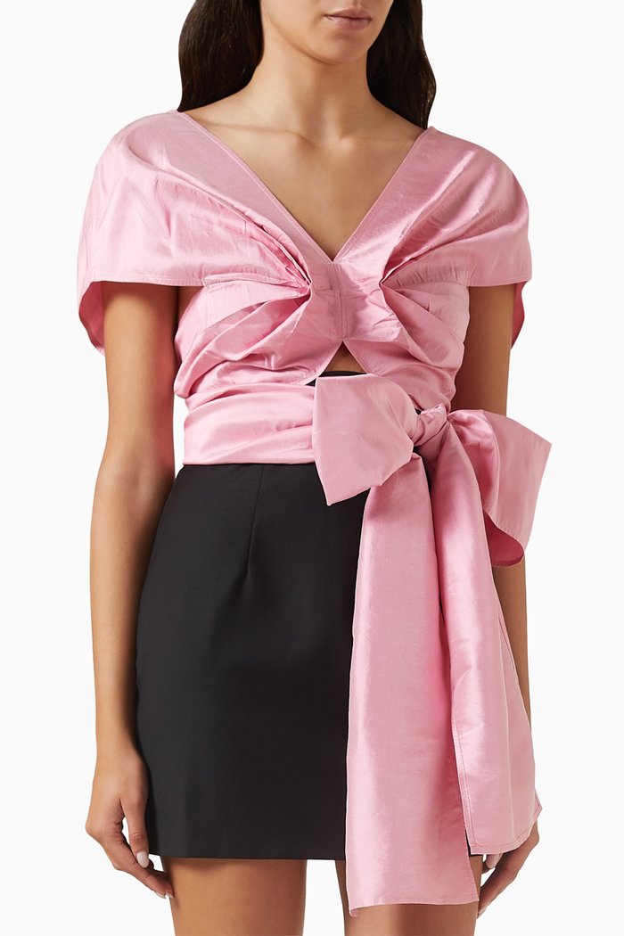 

Kate Bow Mini Dress in Silk & Wool, Black