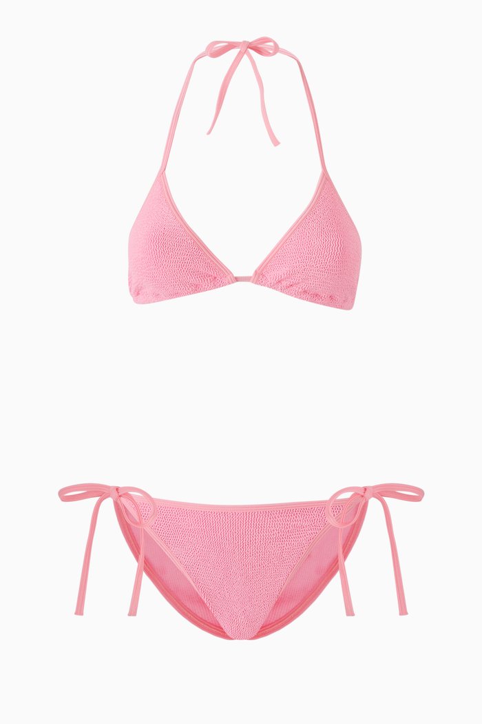 

Gina Bikini Set in Crinkle Stretch Nylon, Pink