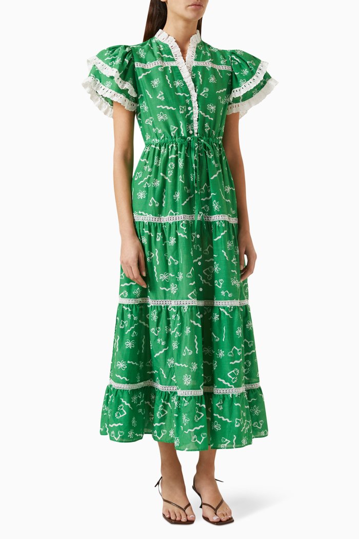 

Sedna Dress in Cotton & Silk, Green