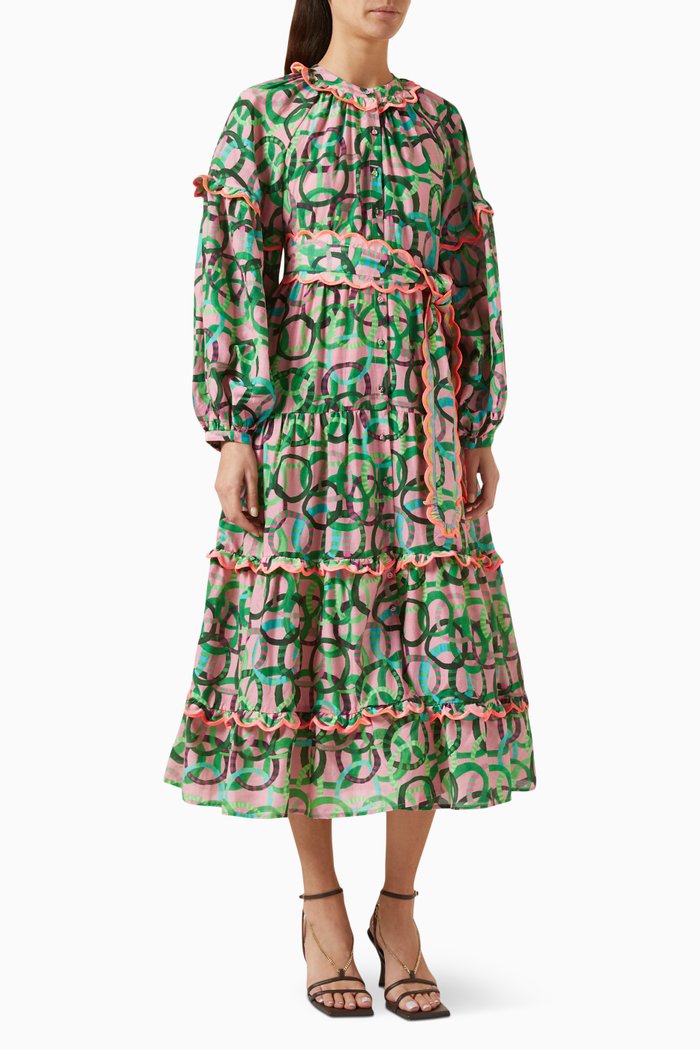 Nile Dress in Cotton & Silk, Multicolour