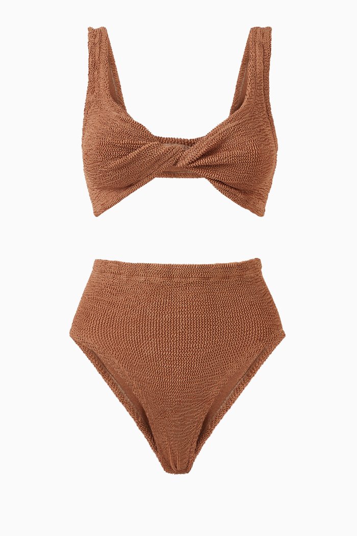 Jamie Bikini Set in Crinkle™ Fabric, Brown