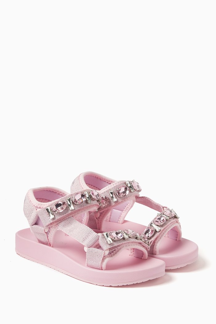 

Crystal-embellished Sandals in Technical Fabric, Pink