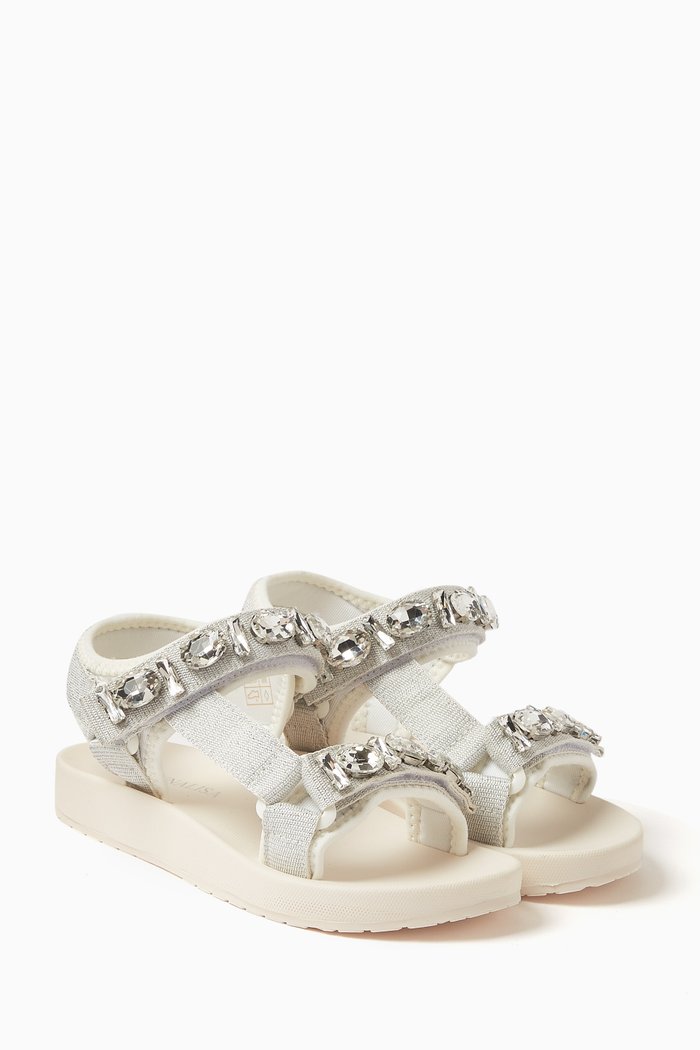 

Crystal-embellished Sandals in Technical Fabric, White