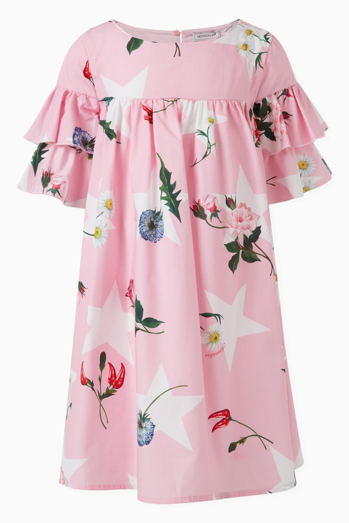 

Graphic-print Dress in Cotton-poplin, Pink