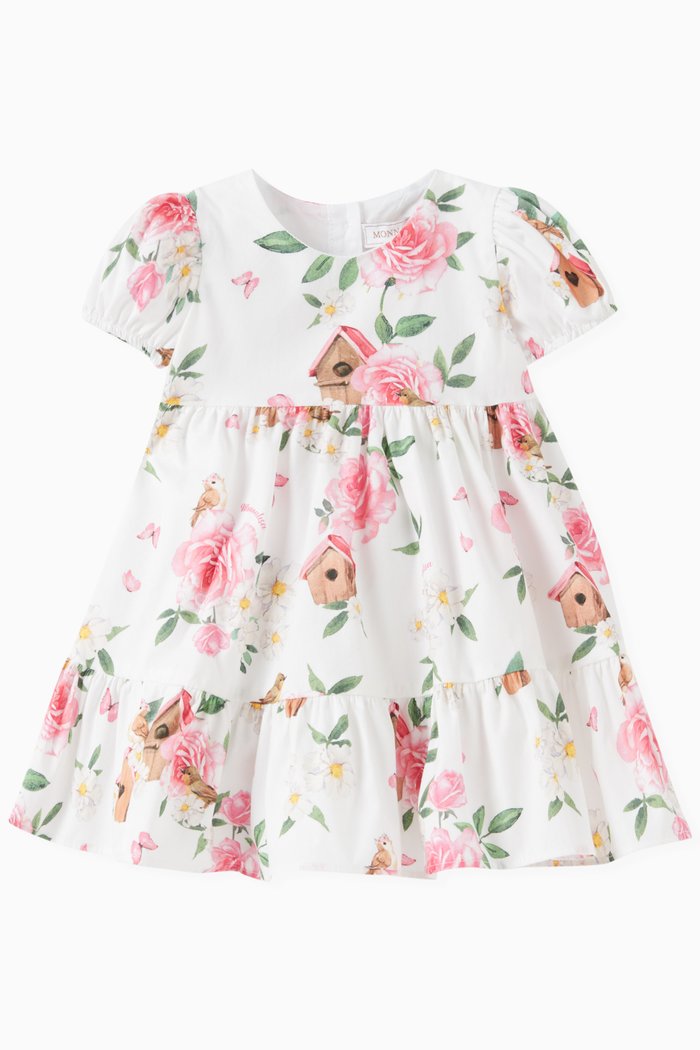 

Floral-print Dress in Cotton-poplin, White