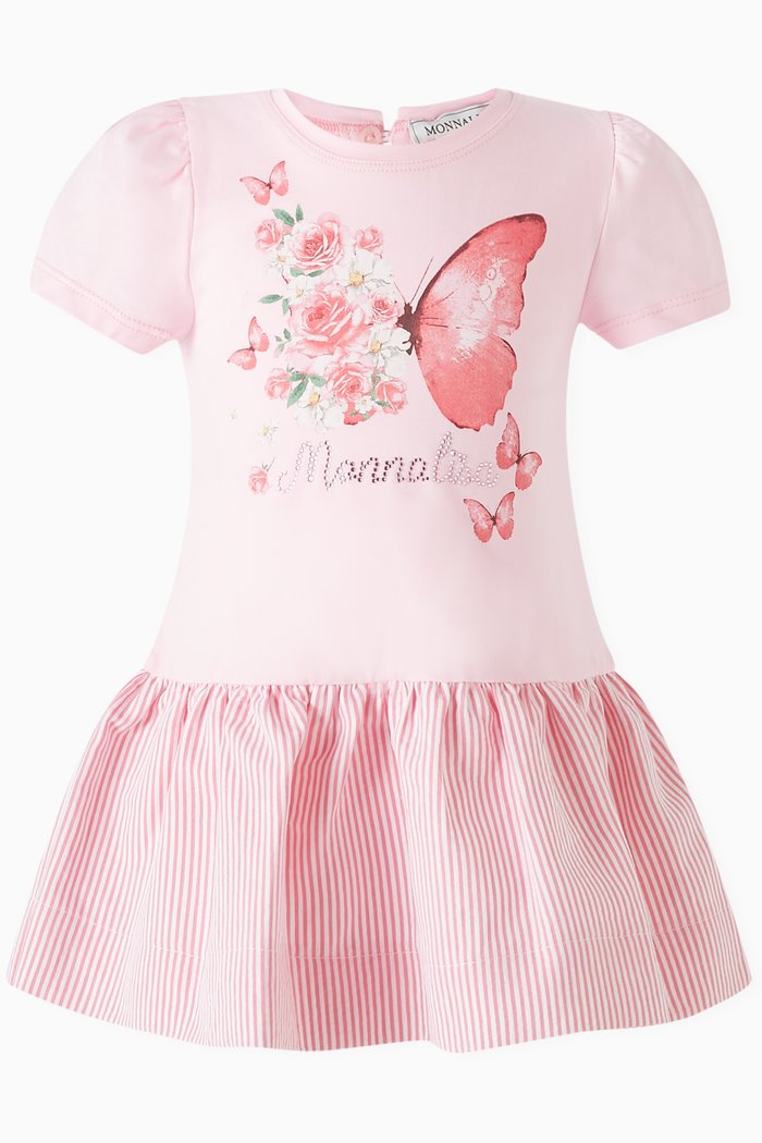 

Rhinestone Logo Dress in Organic Cotton, Pink