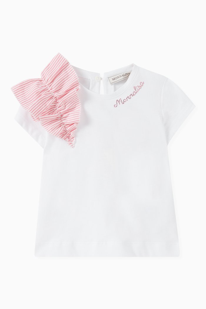 

Ruffled Logo T-shirt in Cotton-jersey, White