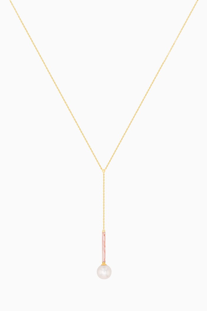 

Kiku Glow Neon Freshwater Pearl Necklace in 18kt Yellow Gold, Pink