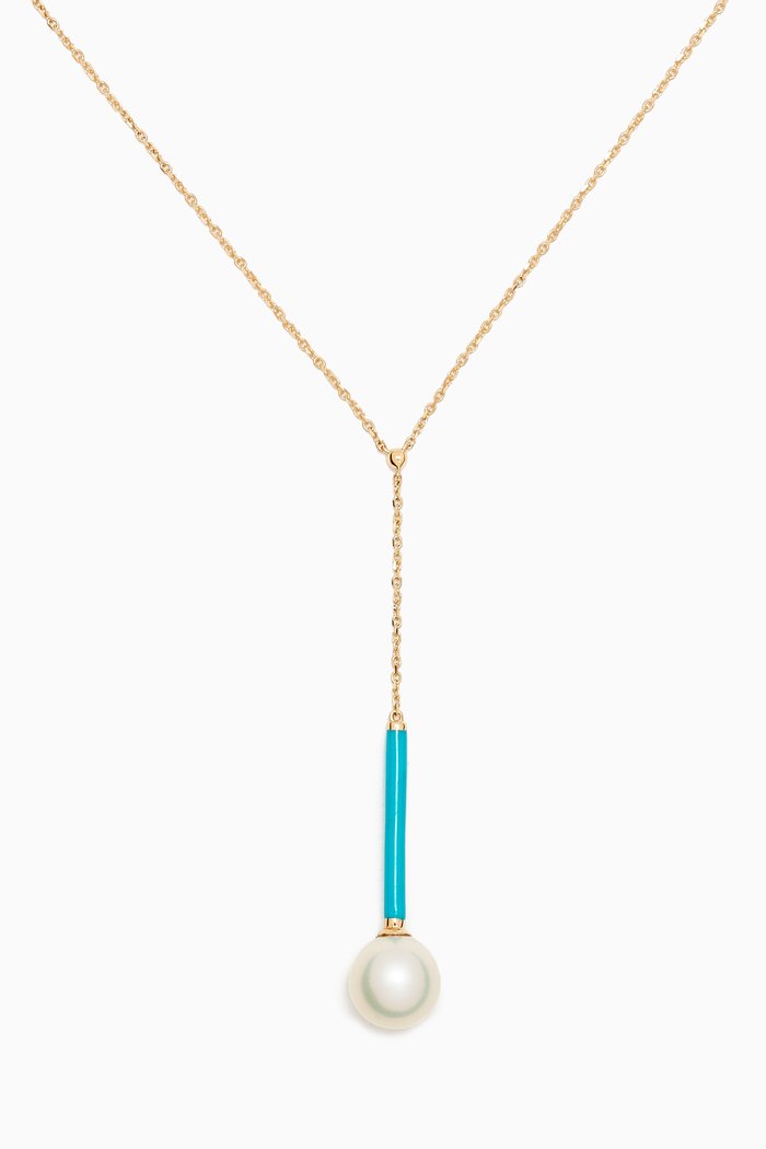 

Kiku Glow Neon Freshwater Pearl Necklace in 18kt Gold, Blue