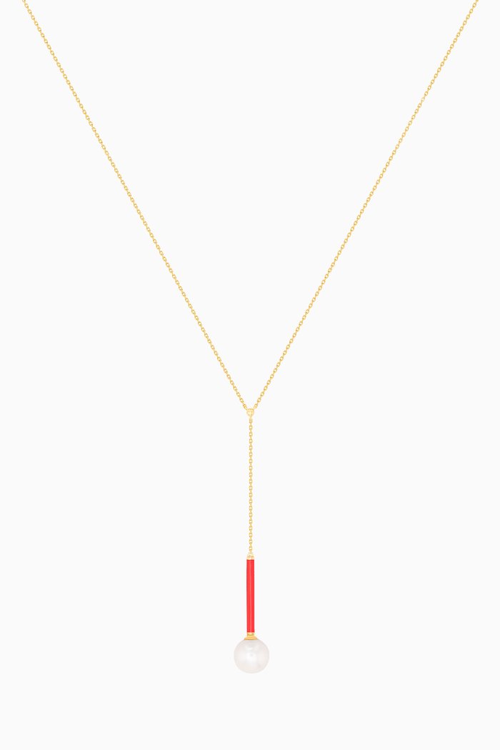 Kiku Glow Neon Freshwater Pearl Necklace in 18kt Yellow Gold