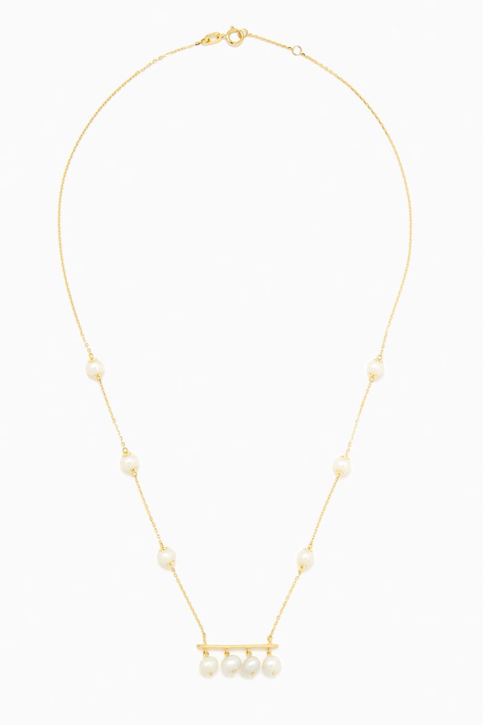 

Kiku Jolie Pearl Bar Necklace in 18kt Gold, Yellow