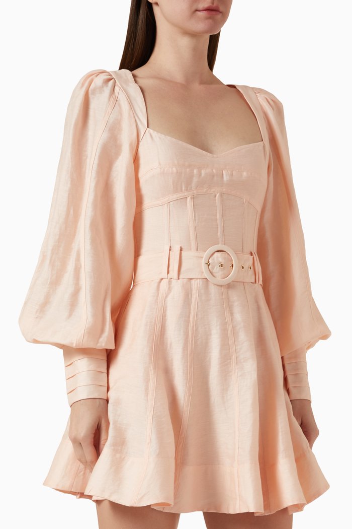 

Sienna Mini Dress in Linen-blend, Orange