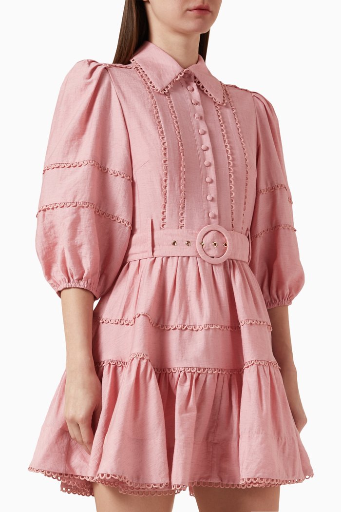 

Eliza Scalloped Mini Dress in Rayon-blend, Pink