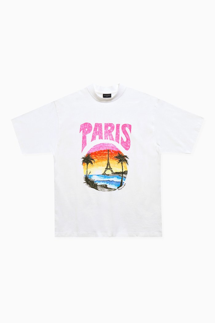 

Unisex Paris Tropical Medium-fit T-shirt in Vintage-jersey, White