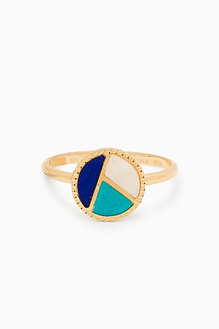 Amelia Barcelona Mosaic Mother-of-Pearl Ring in 18kt Gold, Yellow