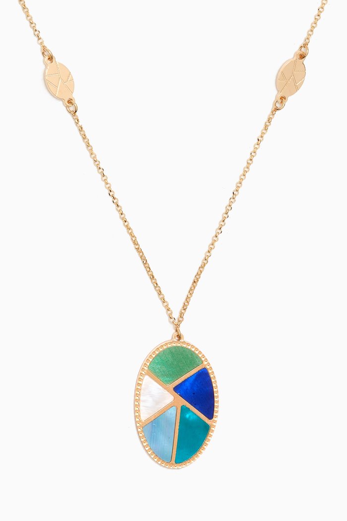 Amelia Barcelona Reversible Mosaic Necklace in 18kt Gold, Yellow