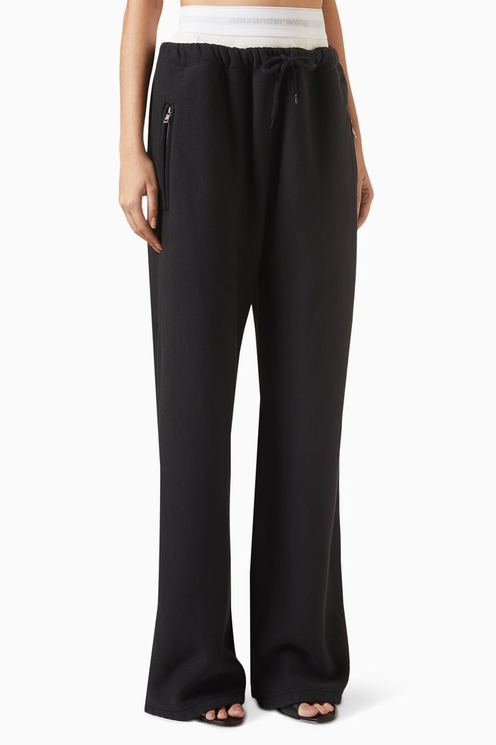 

Wide-leg Sweatpants in Cotton Terry, Black