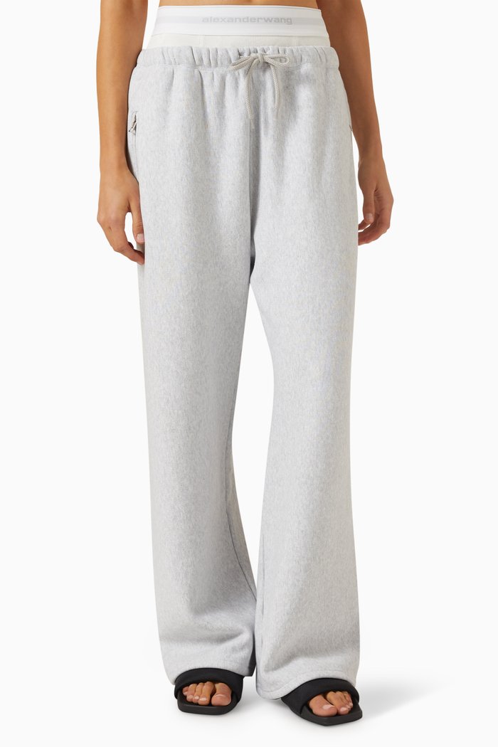

Wide-leg Sweatpants in Cotton Terry, Grey