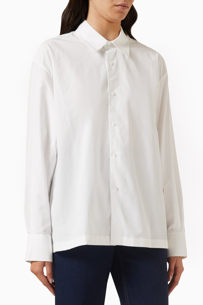 Apple Logo Button Up Shirt in Cotton, White