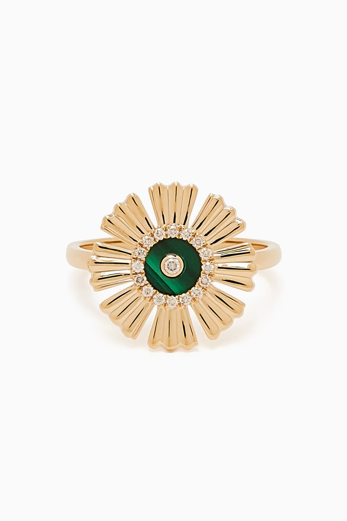 

Farfasha Happy Sunkiss Diamond & Malachite Ring in 18kt Gold, Green