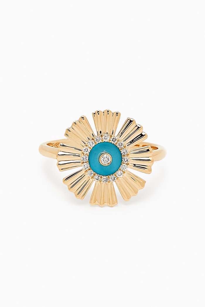 

Farfasha Happy Sunkiss Diamond & Malachite Ring in 18kt Gold, Blue