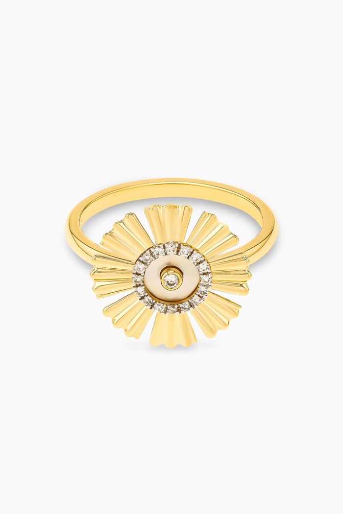 

Farfasha Happy Sunkiss Diamond & Mother of Pearl Ring in 18kt Gold, White