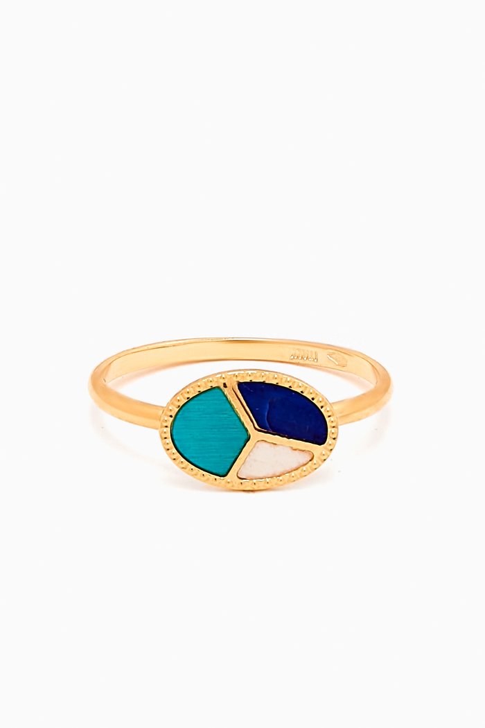 

Amelia Barcelona Mosaic Mother-of-Pearl Ring in 18kt Gold, Yellow
