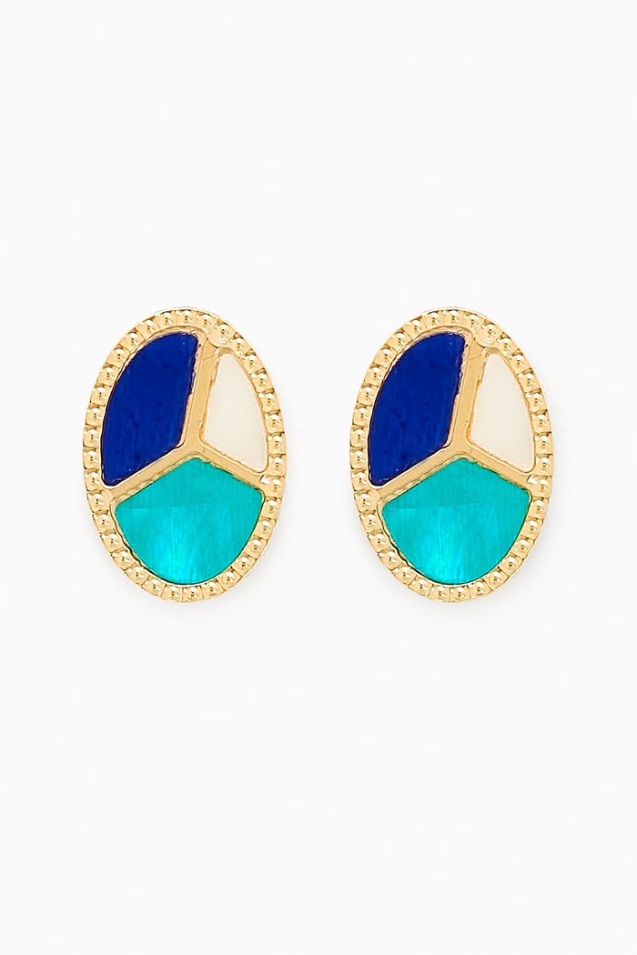 

Amelia Barcelona Mosaic Mother-of-Pearl Earrings in 18kt Gold, Yellow