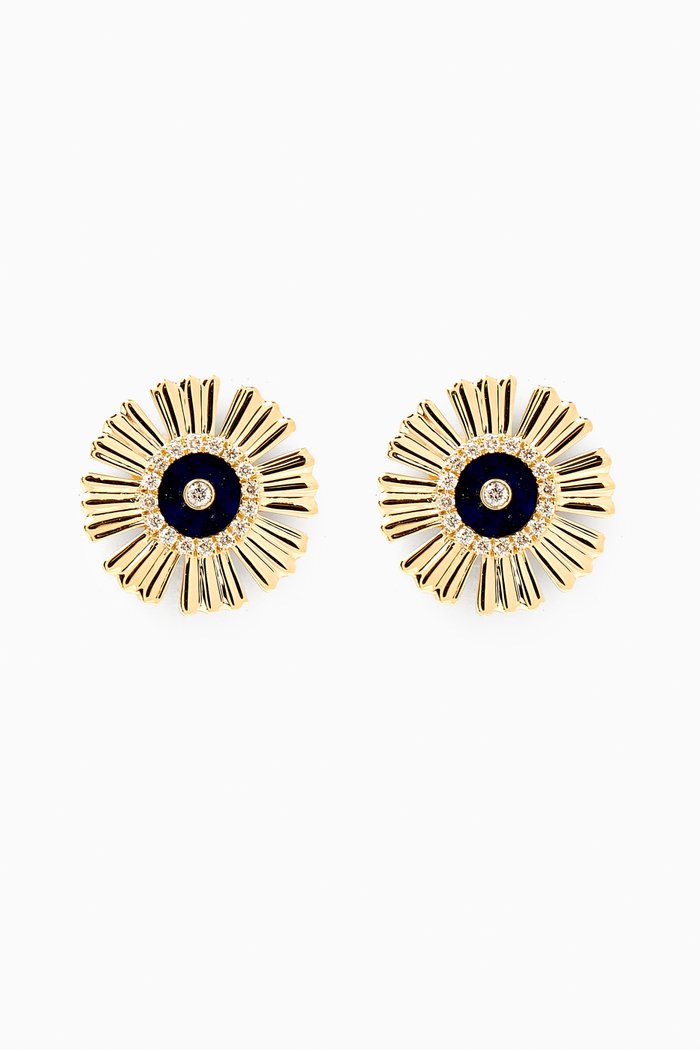Farfasha Happy Sunkiss Diamond & Lapis Lazuli Earrings in 18kt Gold, Blue