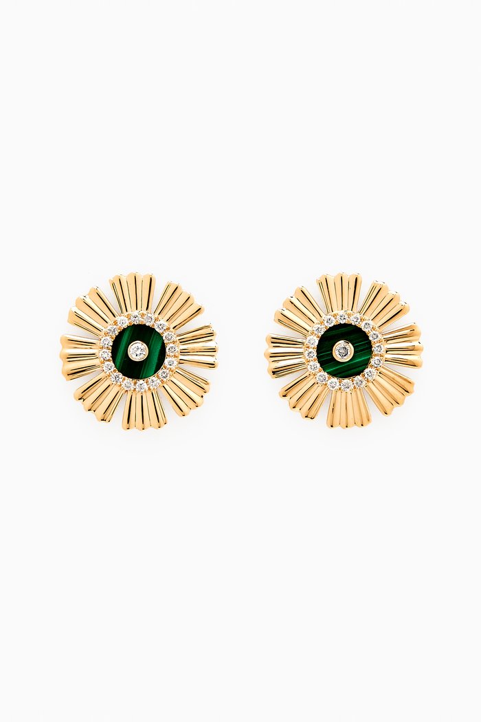 

Farfasha Happy Sunkiss Diamond & Malachite Earrings in 18kt Gold, Green