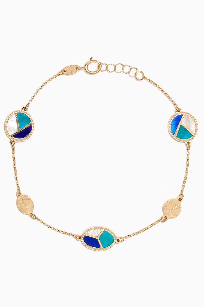 

Amelia Barcelona Reversible Mosaic Mother-of-Pearl Bracelet in 18kt Gold, Yellow