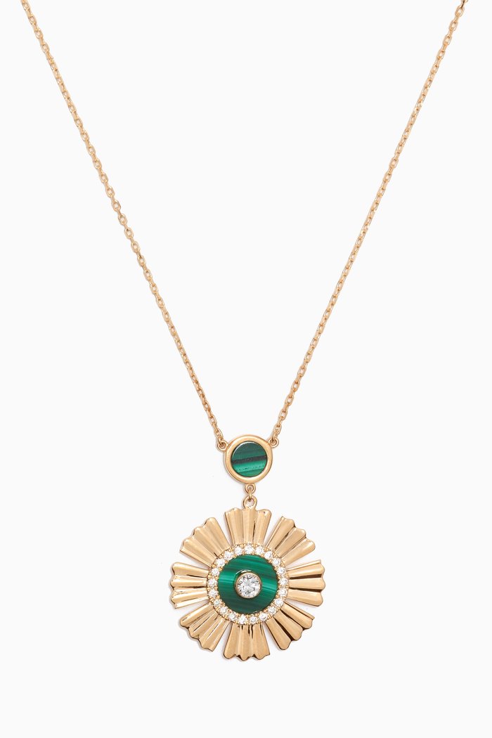 

Farfasha Happy Sunkiss Diamond & Malachite Necklace in 18kt Gold, Green