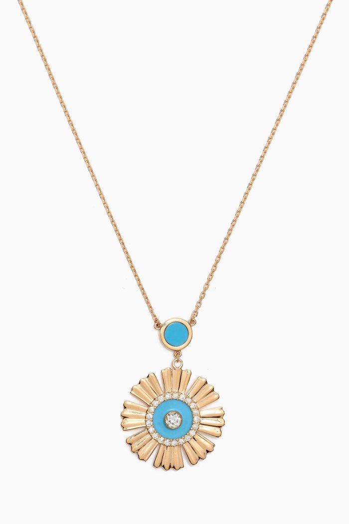 

Farfasha Happy Sunkiss Diamond & Malachite Necklace in 18kt Gold, Blue