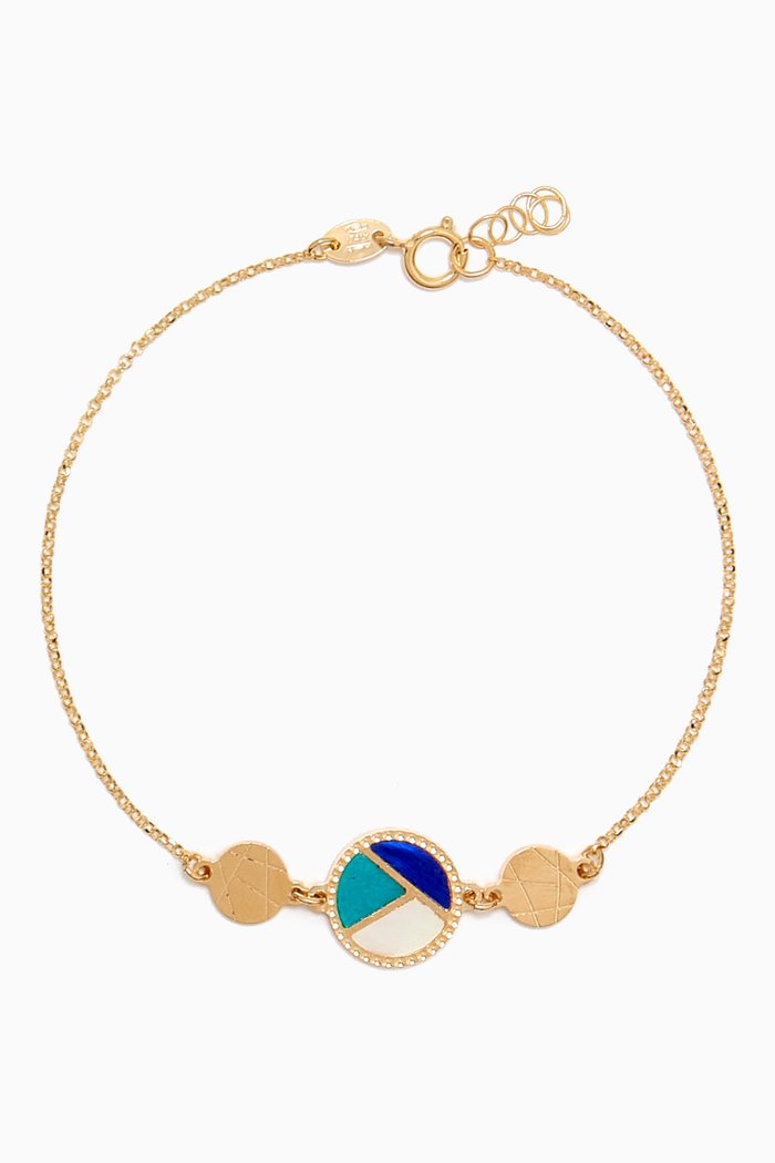 Amelia Barcelona Reversible Mosaic Mother-of-Pearl Bracelet in 18kt Gold, Yellow