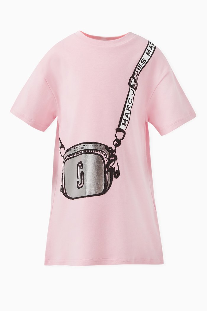 Graphic-print T-shirt Dress in Cotton Jersey, Pink