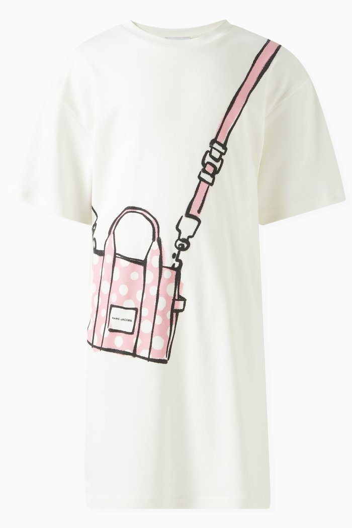 Graphic-print T-shirt Dress in Cotton Jersey, White
