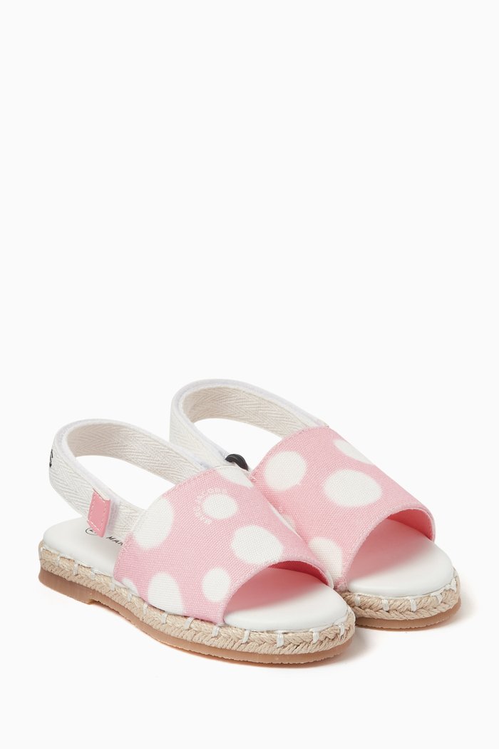 Polka-dot Sandals in Canvas, Pink