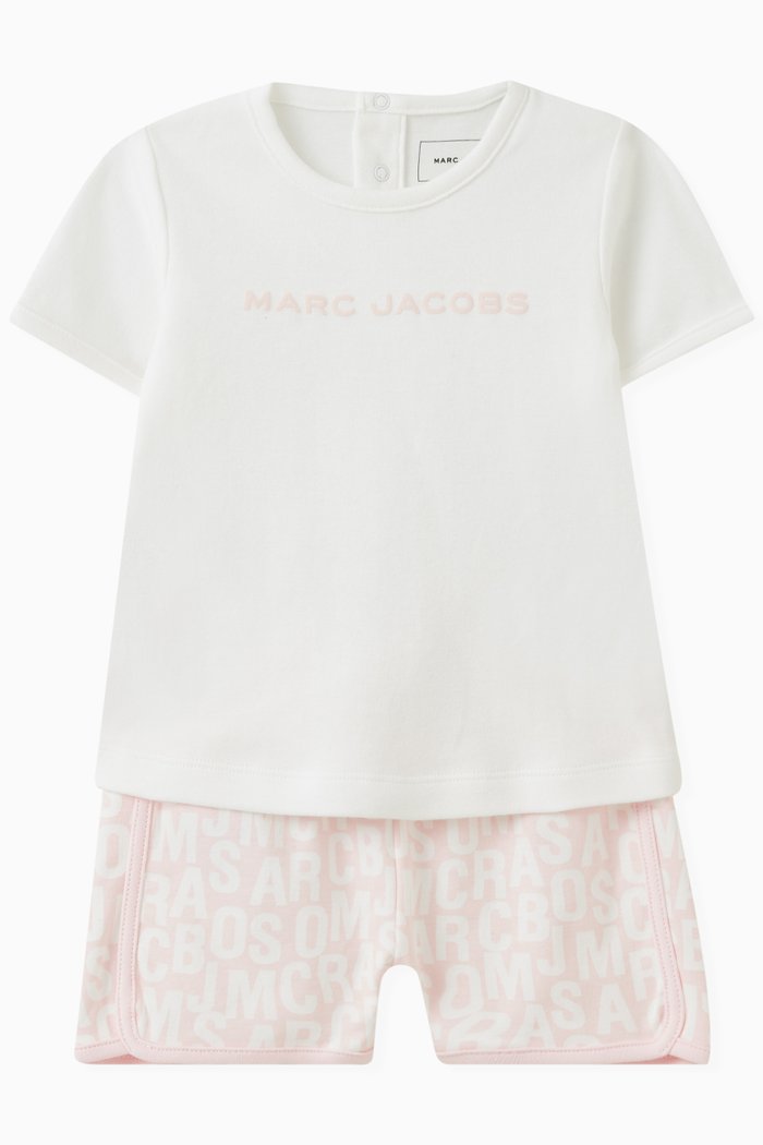 

Logo T-shirt & Shorts Set in Cotton, Pink