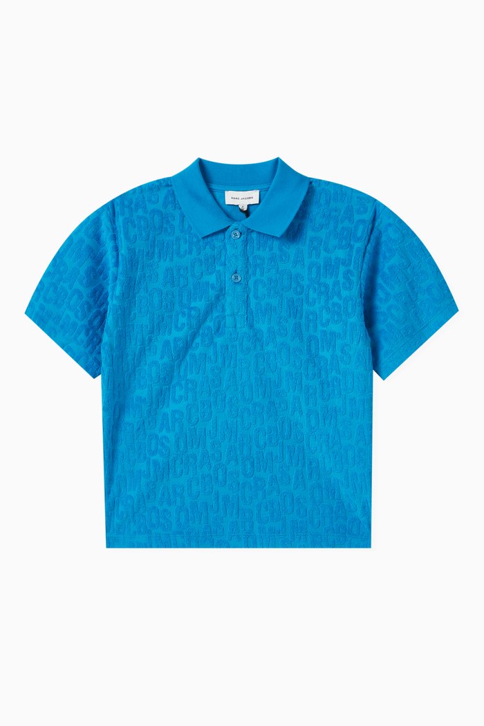 

Logo-embossed Polo Shirt in Cotton-blend, Blue