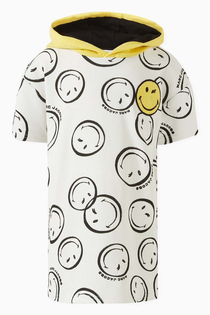 

x Smiley World Hooded Dress in Cotton, White
