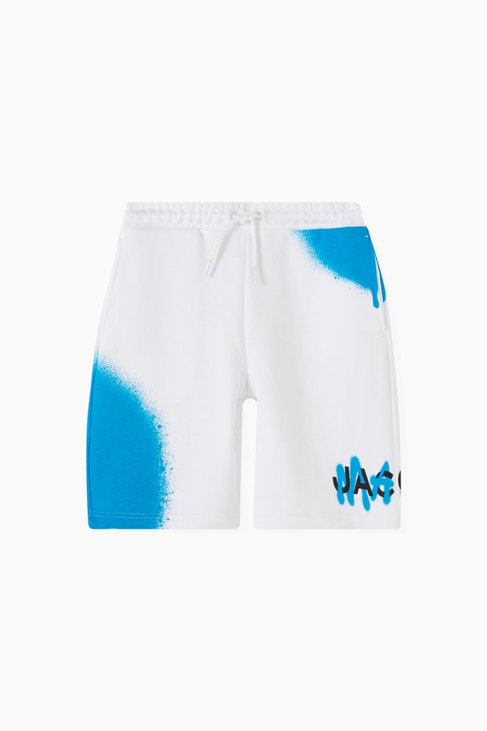

Spray Paint-print Track Shorts in Cotton Blend, White