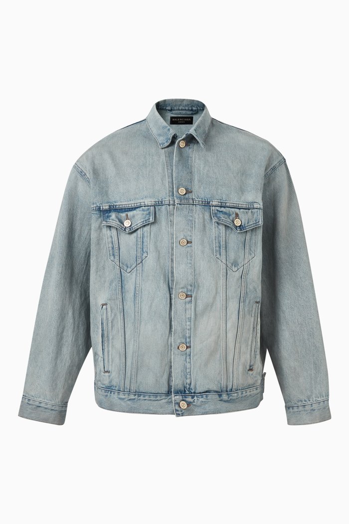 

Unisex Back Flip Logo Large Fit Jacket in Denim, Blue