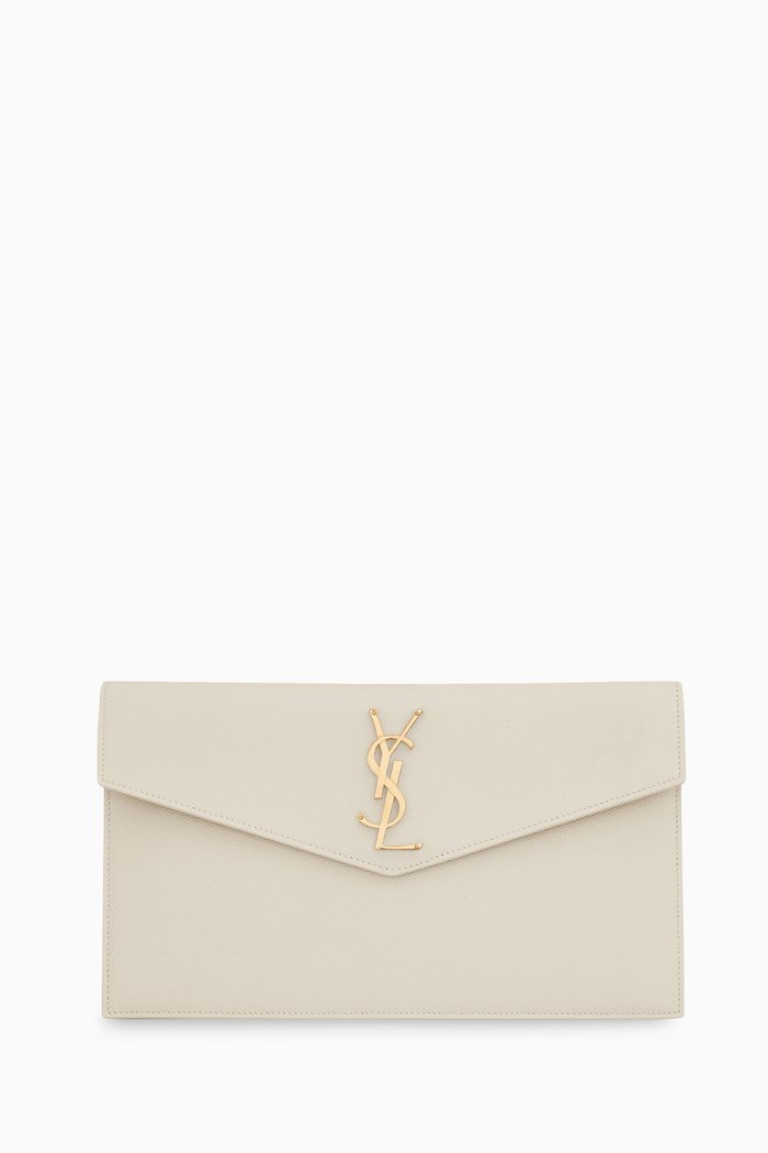 

Uptown Pouch in Grain de Poudre Embossed Leather, White