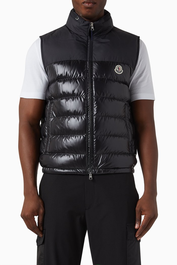 Cerces Quilted Down Vest, Black