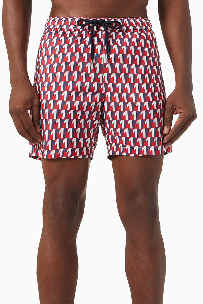 

Monogram-print Swim Shorts, Blue