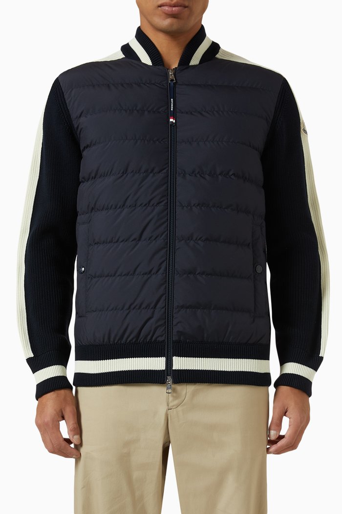 

Padded Cardigan in Tricot Cotton, Blue