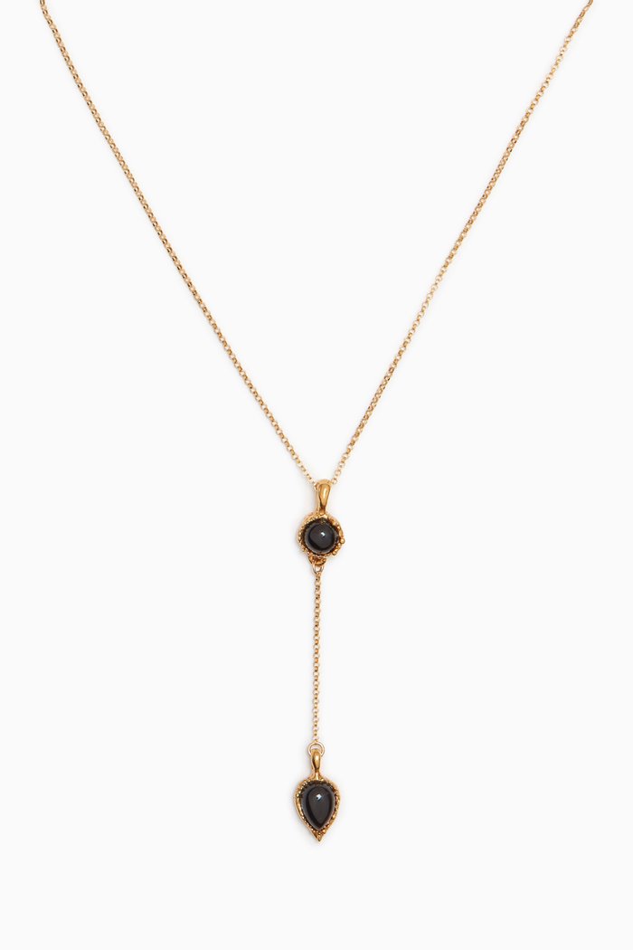 

The Midnight Rocks Onyx Necklace in 24kt Gold-plated Bronze, Black