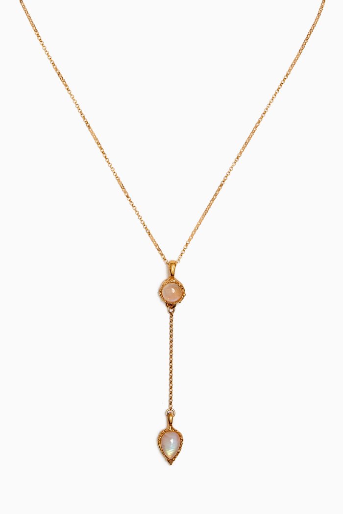 

The Bewitching Rocks Moonstone Necklace in 24kt Gold-plated Bronze, White