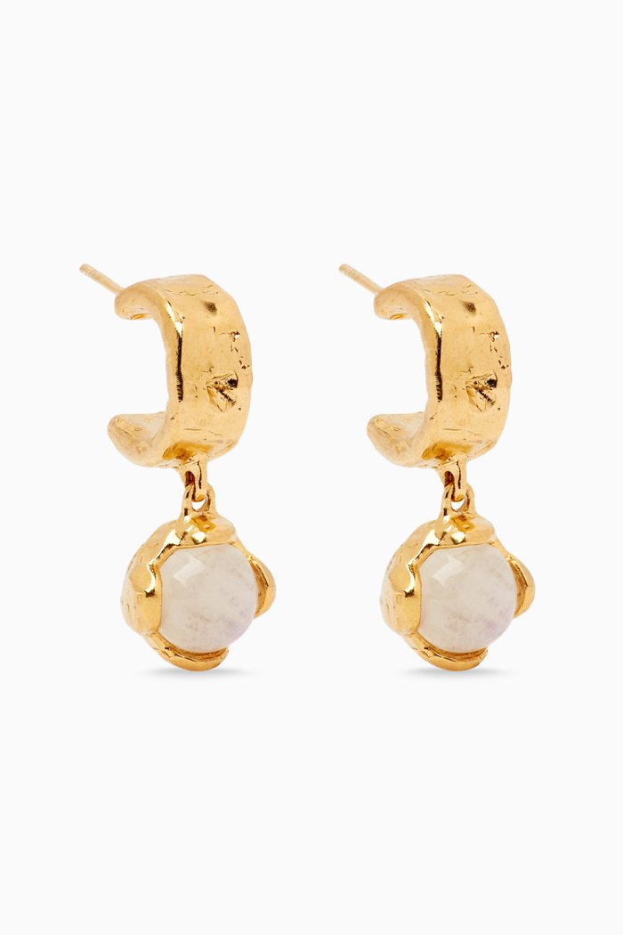 

The Light Capture Hoop Earrings in 24kt Gold-plated Bronze, White