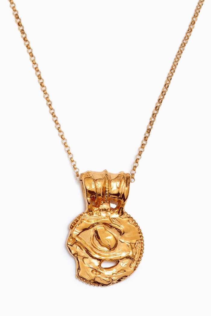 

The Medium Illuminated Eye Medallion Necklace in 24kt Gold-plated Bronze